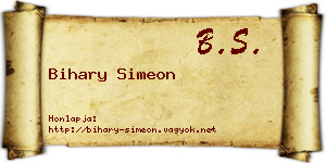Bihary Simeon névjegykártya